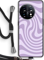 Case Company® - Hoesje met koord geschikt voor OnePlus 11 hoesje met Koord - Swirl Paars - Telefoonhoesje met Zwart Koord - Bescherming aan alle Kanten en Over de Schermrand