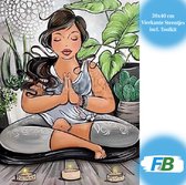 F4B Fat Dames Yoga 30x40 cm | Pierres carrées | Bouddha | Dames potelées | Toilettes | Forfait de peinture au diamant pour adultes | Complètement couvrant