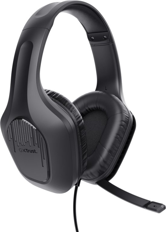 Zwarte gaming headset met microfoon, 50mm drivers.
