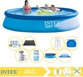 Intex Easy Set Zwembad - Opblaaszwembad - 396x84 cm - Inclusief Afdekzeil, Onderhoudspakket, Filter, Grondzeil, Solar Mat, Trap en Voetenbad