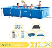 Bol.com Intex Rectangular Frame Zwembad - Opzetzwembad - 450x220x84 cm - Inclusief Afdekzeil Onderhoudspakket Zwembadpomp Filter... aanbieding
