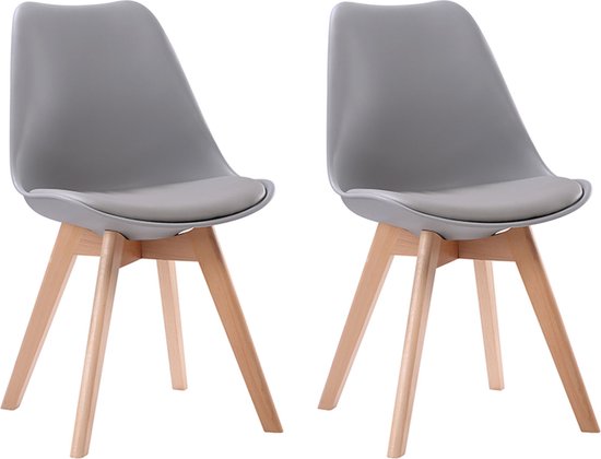 Set van 2 grijze NORA Scandinavische stoelen met kussen
