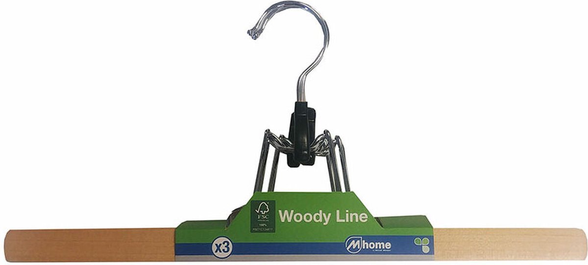 Kledinghangers Mondex Rok Ecologisch Natuurlijk Hout 3 Stuks (35 x 16 x 2 cm)