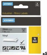 Gelamineerde Tape voor Labelmakers Rhino Dymo ID1-12 12 x 5,5 mm Zwart Wit Lijmen Zelfklevend (5 Stuks)