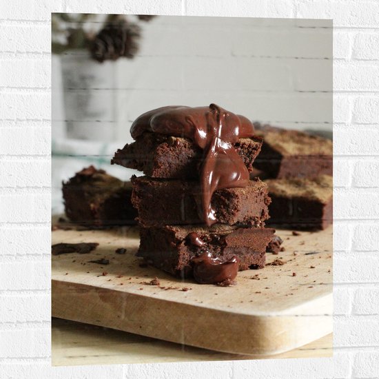 Foto: Muursticker brownies op snijplank 60x80 cm foto op muursticker