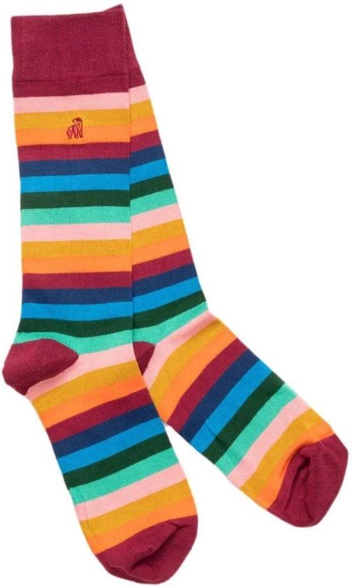 Swole Panda - gestreepte bamboe sokken heren - gekleurde strepen - luxe naadloze sokken