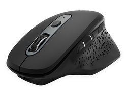 Qware Office - Muis - Muis - Multiconnect - Draadloos - Bluetooth - 2.4 GHz - Dongel - Rubbergrip - Horizontaal Scrolwiel - Duimsteun - Ergonomie - 800-1000-1600-2400 DPI - York - Zwart