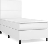 vidaXL - Boxspring - met - matras - kunstleer - wit - 90x190 - cm