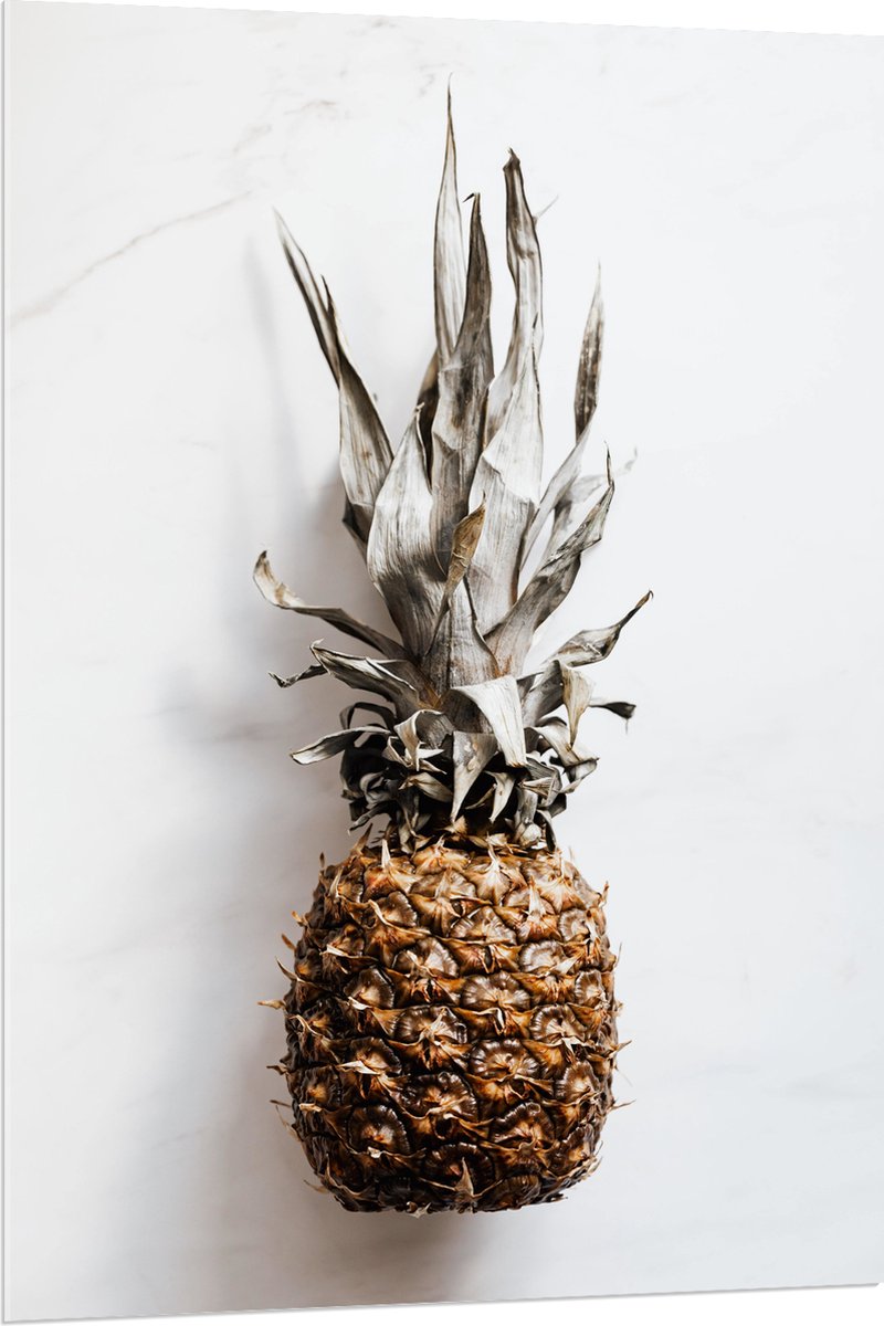 Acrylglas - Ananas op Witte Achtergrond - 80x120 cm Foto op Acrylglas (Wanddecoratie op Acrylaat)