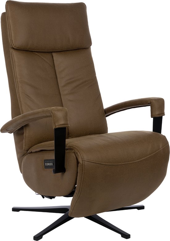 Reggio Relaxfauteuil Elektrisch Verstelbaar met Accu - Optimaal Zitcomfort - Nosagvering voor extra Ontspanning - Relax Fauteuil - Relaxstoel met Armleuning - Brown