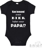 100% katoenen Romper "Kan iemand even bier halen voor papa!?" Vader Vaderdag Papa Unisex Katoen Zwart/wit 62/68