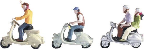 Noch - 36910 - Modélisme Ferroviaire - Scootéristes - 4 Figurines + 3 Scooters