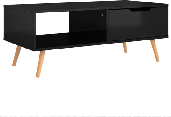 vidaXL - Salontafel - 100x49,5x43 - cm - bewerkt - hout - hoogglans - zwart