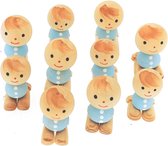Houten poppetjes jongens licht - Handgemaakt en beschilderd - Decoratie -Weggeef cadeautjes - Babyshower - Geboortegeschenk (10 stuks)