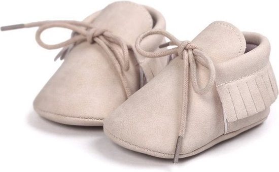 Baby Schoenen - Pasgeboren Babyschoenen - Zachte zool - Meisjes/Jongens - Eerste Baby Schoentjes - 12-18 maanden - Maat 20,21 - Baby slofjes 13,5cm - Beige