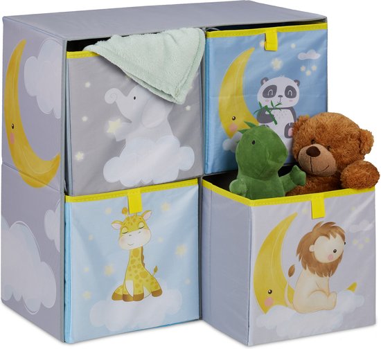 Armoire pour enfants Relaxdays avec paniers - speelgoed de rangement pour jouets - étagère pour enfants avec bacs en tissu