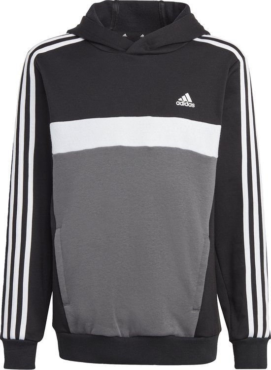 adidas Sportswear Tiberio 3-Stripes Colorblock Fleece Sweat à capuche Kids - Enfants - Zwart- 152