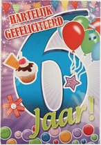 Wenskaart 6 jaar met cupcake kaart met envelop.
