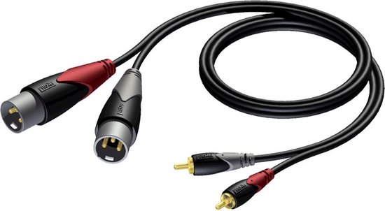 Procab CLA701 2x XLR (m) - 2x RCA (m) stereo audiokabel - 1,5 meter