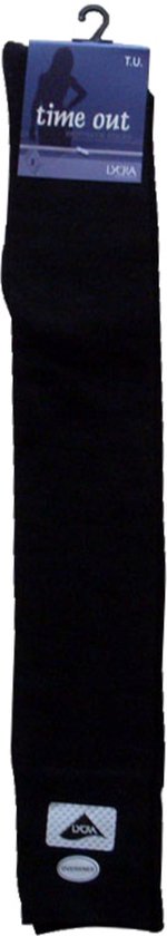 Dames overknee kous - effen zwart - 6 paar - one size - losse elastiek - 95% katoen - chaussettes socks