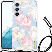 Coque pour téléphone portable Samsung Galaxy A54 5G Belle coque arrière en TPU avec bord transparent Belles Fleurs