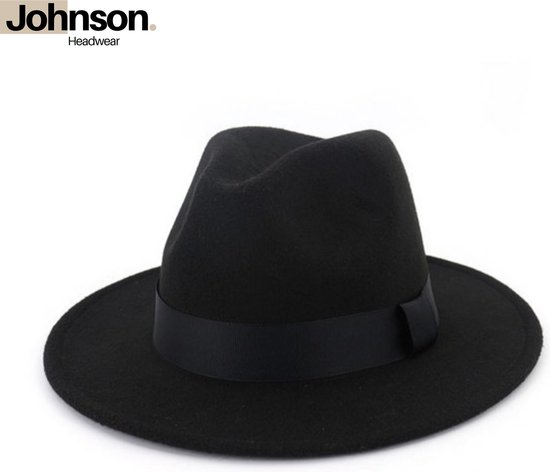 Johnson Headwear® Fedora hoed heren & dames - Panama - Zonnehoed - Strohoed - Strandhoed - Maat: 58cm verstelbaar - Kleur: Zwart