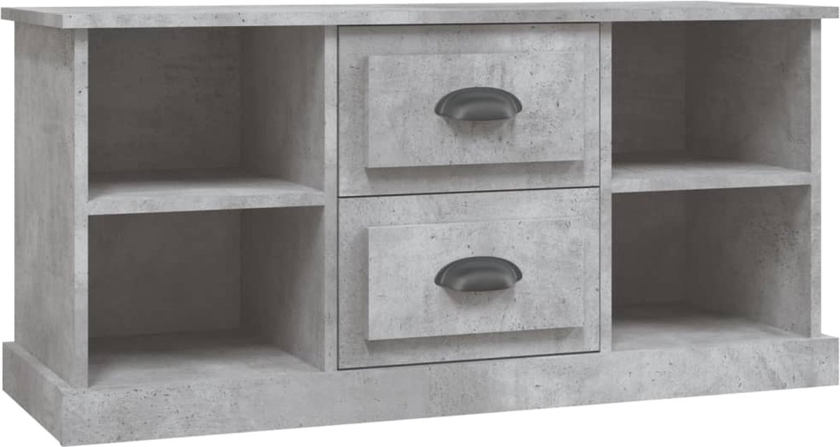 vidaXL - Tv-meubel - 99,5x35,5x48 - cm - bewerkt - hout - betongrijs