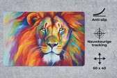 Bol.com Bureau onderlegger - Muismat - Bureau mat - Leeuw - Dieren - Olieverf - Regenboog - 60x40 cm aanbieding