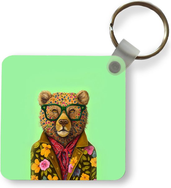 TROIKA Sleutelhanger teddybeer met rode strik BÄRND van gegoten metaal met sleutelring, verchroomd, zilverkleurig origineel, zilverkleuren, 9,2 x 3,5 x 2,8 cm