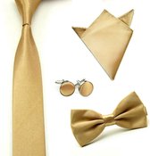 Ensemble de Luxe cravate comprenant un nœud papillon de poche et des boutons de manchette - Or/ Champagne - Sorprese papillon - Noeud papillon - Pochette - Homme