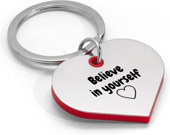 Akyol - believe in yourself sleutelhanger hartvorm - Liefde - geloof in jezelf - vertrouwen - cadeautje - verrassing - geschenk