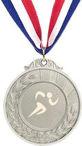 Akyol - atletiek medaille zilverkleuring - Atletiek - sportiefste sporter - hardlopen sleutelhanger - cadeau - gegraveerde sleutelhanger - atletiek - sport - gepersonaliseerd - sleutelhanger met naam