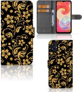 Telefoonhoesje Geschikt voor Samsung Galaxy A04e Bookcase Cadeau Oma Gouden Bloemen
