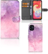 Telefoonhoesje Geschikt voor Samsung Galaxy A04e Flipcase Pink Purple Paint
