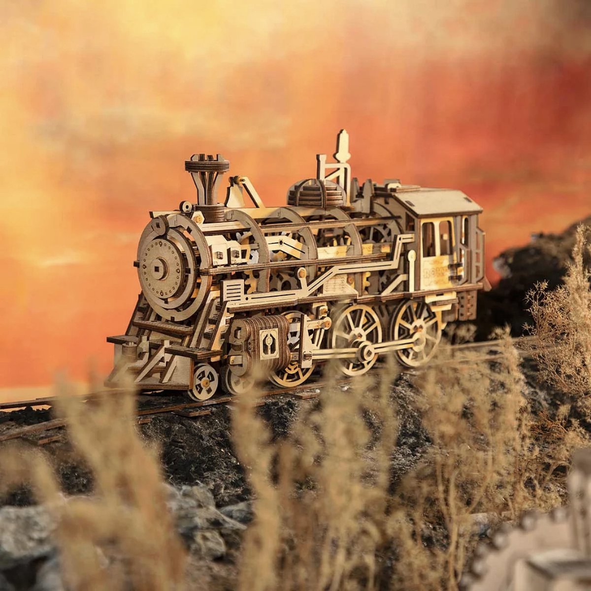 Robotime - Locomotief - Trein - Stoomtrein - Houten modelbouw - Modelbouw - DIY - Hout 3D puzzel - Tieners - Volwassenen — afbeelding 2