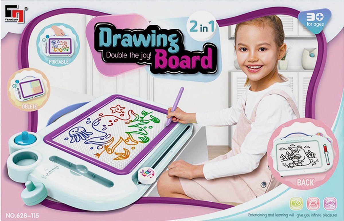 MEGA CREATIVE - Dubbelzijdige magnetische marker, kleurenmagneetbord met accessoires, voor vanaf 3 jaar