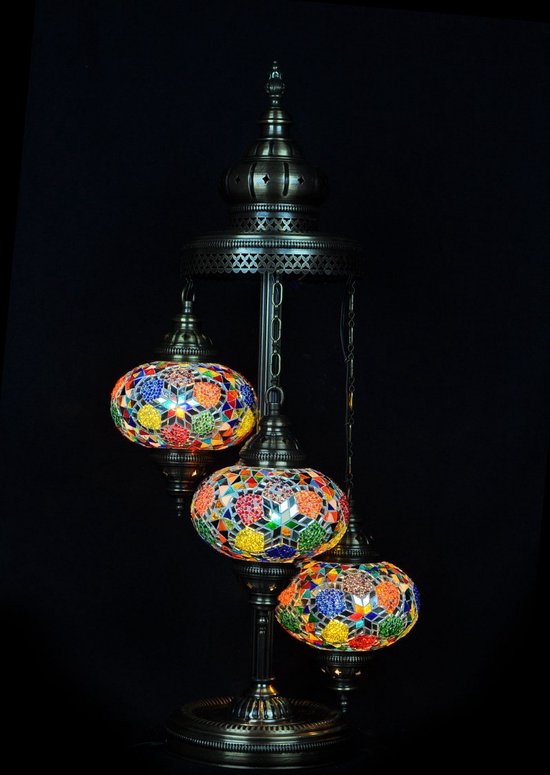 Turkse lamp - Oosterse lamp - Staande lamp - Multicolour - 3 bollen -  mozaïek | bol.com