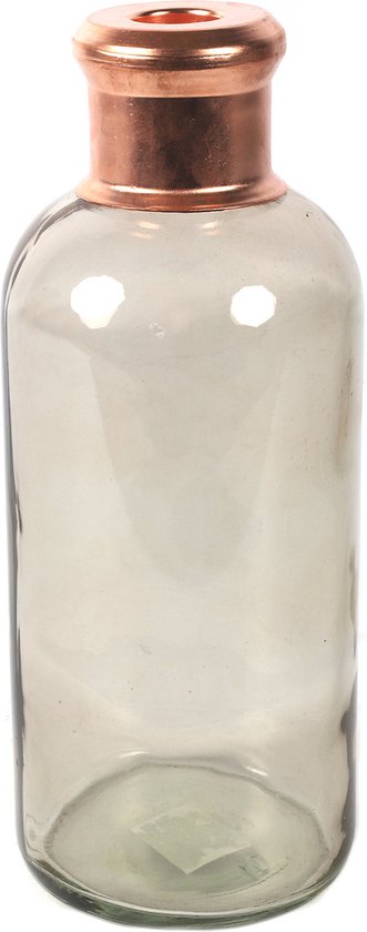 Countryfield Bloemenvaas Firm Bottle - transparant beige/koper - glas - D11 x H27 cm