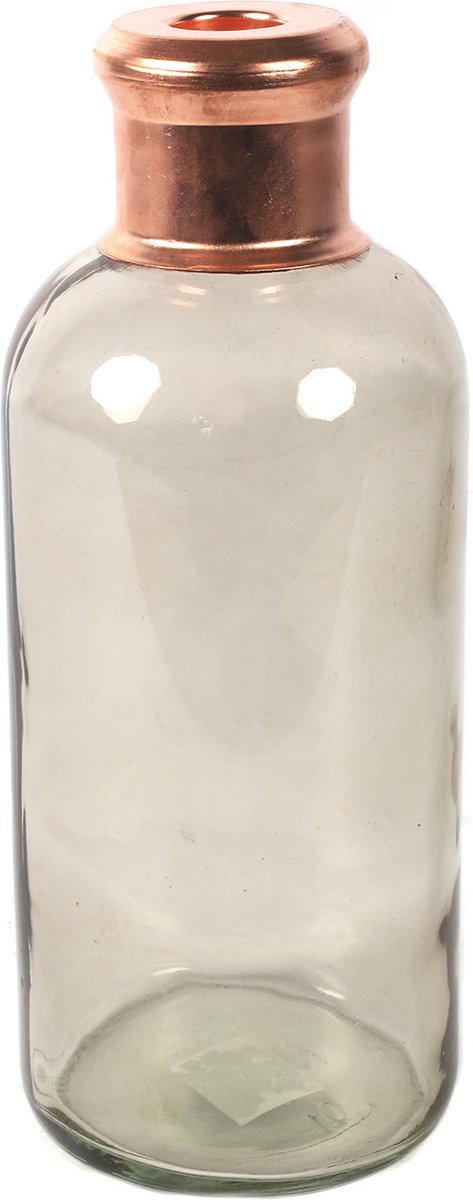 Countryfield Bloemenvaas Firm Bottle - transparant beige/koper - glas - 11 x 27 cm