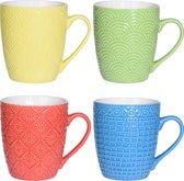 Tasses à café/thé Excellent Houseware - 12x - motif - porcelaine - 380 ml