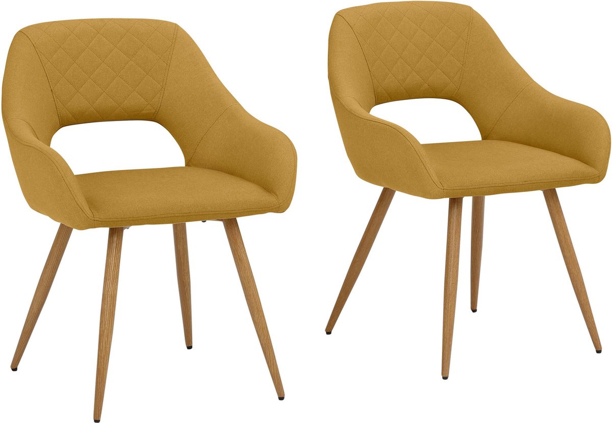 Notio Living Fleur-2-Eetkamerstoel - Set van 2 - Mosterd Geel