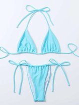 Jumada's - "Micro-Bikini, G-String, Halter-Top: Licht Blauw"