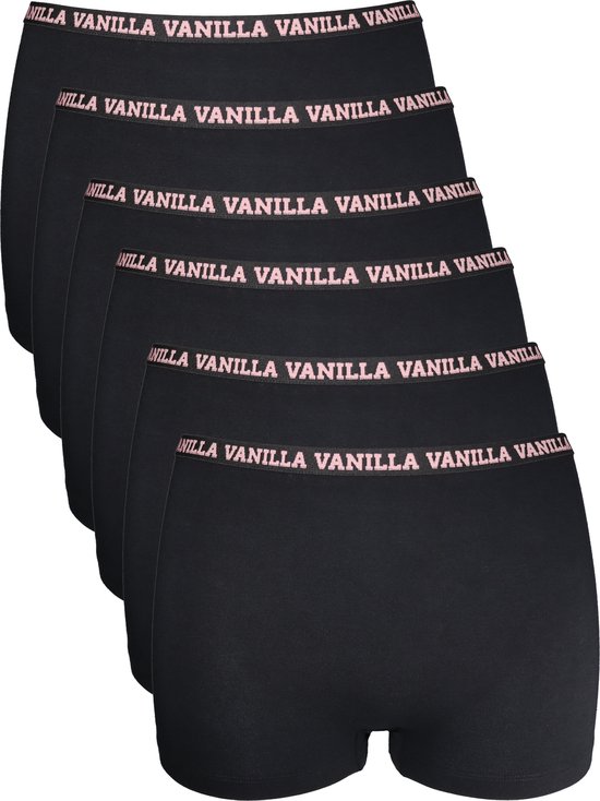 Vanilla - Boxer femme, Sous-vêtements femme, Lingerie - 6 pièces - Coton égyptien - Zwart - L