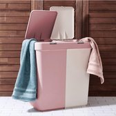 Motek® - Wasmand - 2 Vakken met Deksel - Met Touch Deksel - Gemaakt van 100% gerecycled kunststof - 80 L - wasmand met deksel - Wassorteerder - Ppoeder - Pink