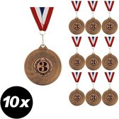 10x Medailles universeel metaal brons derde prijs medaille inclusief halslinten