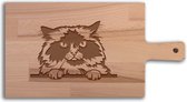 Serveerplank Katten Himalaya - Alle katten - Hapjesplank - Borrelplank hout - Kaasplank - Verjaardag - Jubilea - Housewarming - Cadeau voor vrouw - Cadeau voor man - Keuken - 36x19cm - WoodWideGifts