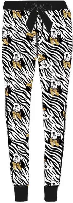 Pantalon de maison de pyjama pour femme Minnie Mouse , noir/blanc/or, taille XL