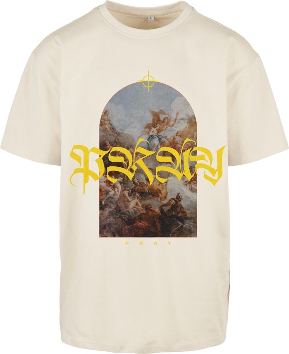Mister Tee Pray Painting Oversize Heren T-shirt XS Beige