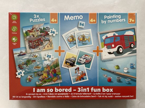 Afbeelding van het spel Spellendoos 3 in 1 - Drie puzzels + Memo + Schilderen op nummer - Vakantiespellen - Leerspel - Spelend leren - Cadeautip