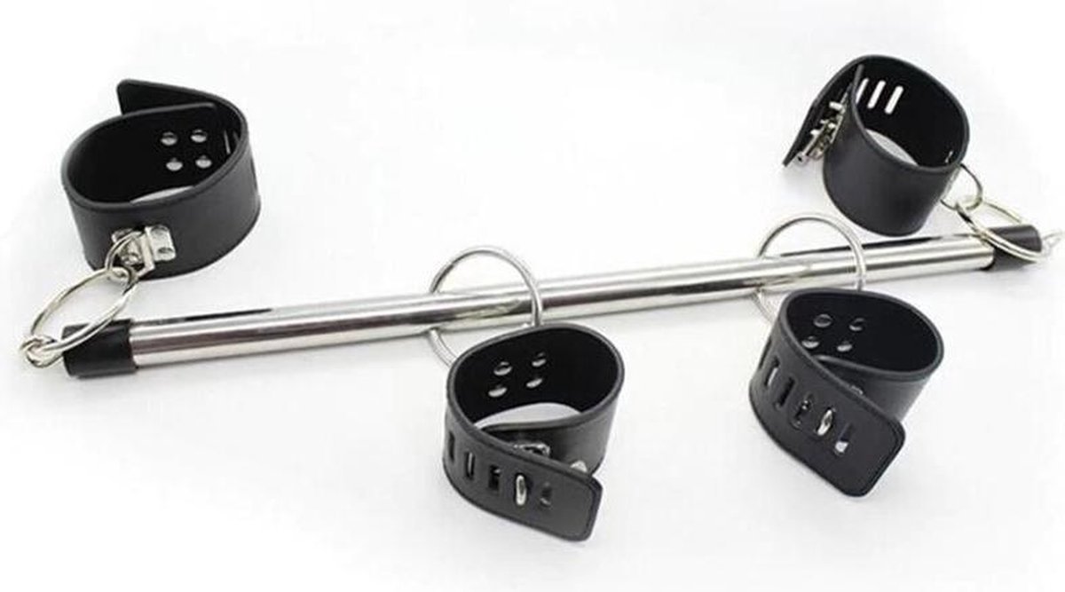 Goedkoopste BDSM-Bondage-Spreader Bar - Zwart PU Leer - 4 Boeien - Erotisch Speelgoed voor Volwassenen - van Heble®